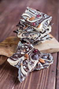Almond & Cranberry Swirled Chocolate Bark