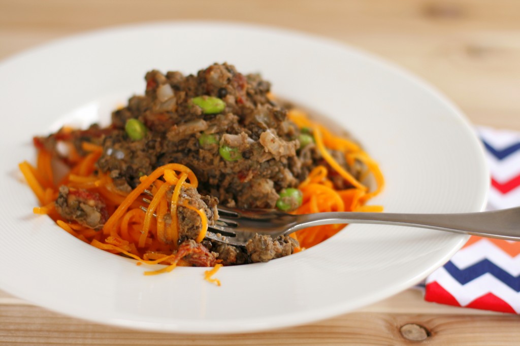 Butternut Squash Pasta with Hearty Lentil Sauce
